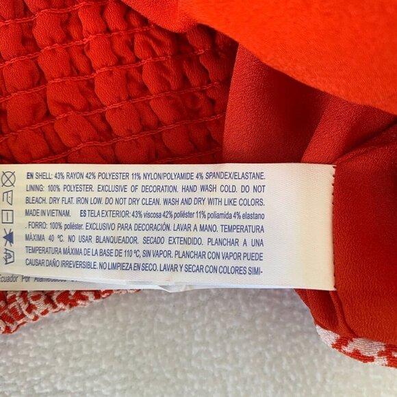 Forever 21 Medium Crop Tank Top Red Orange White Geometric Adjustable Straps - Picture 8 of 8